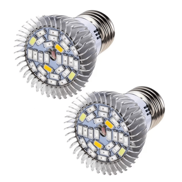 Två E27 fullspektrum LED-växtlampor, 85-265V, 28W