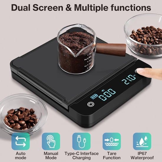 Genopladelig Digital Kaffevægt (0,3g-3kg) med Timer & LED-display