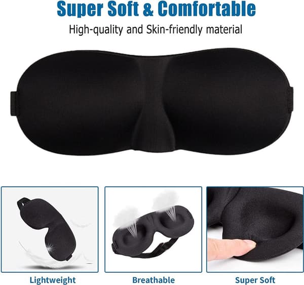 Sovmask, 3-pack, ljusblockerande 3D-ögonmask, sovmask för sidosovare