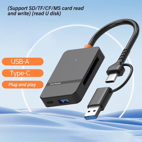 USB-C USB 3.0 kortlæser - USB til MS USB 3.0 adapter - Kameravisning til mobiltelefoner/bærbare computere/pc'er