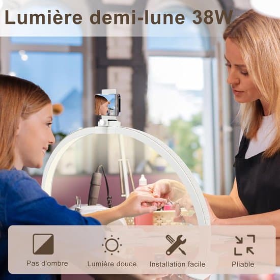 38W Professionel Halvmåne Øjenvippeforlænger LED-lampe med Auto-intensitet