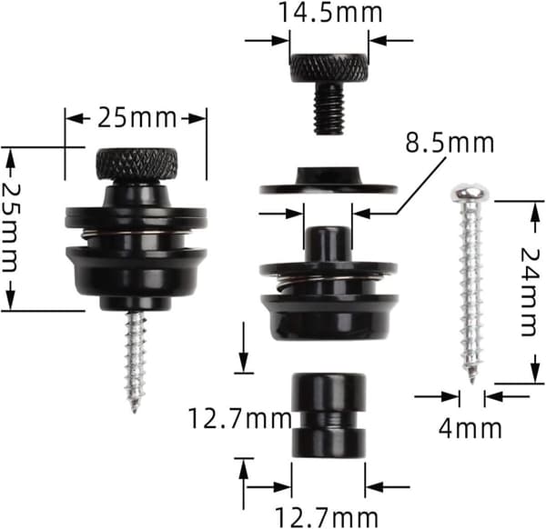 4-pack - Gitarrremlås, knapp snabb installation/frigöring remlås, gitarrremslåssystem, lämplig