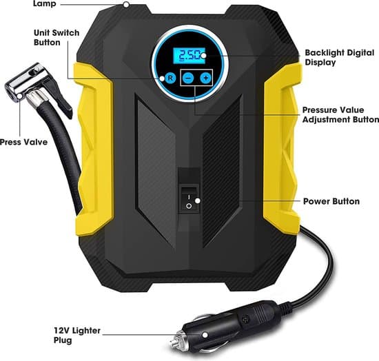Digital bilkompressor - Bärbar däckpump med LED-ljus, 12V