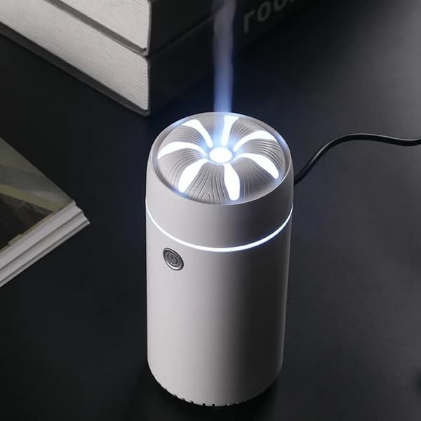 Bil/hem aromdiffusor med 7-färgs LED-ljus, vit