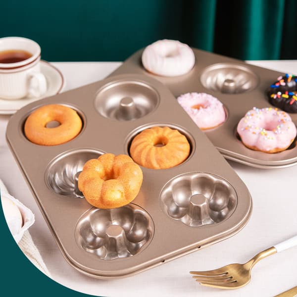 Koppar Donutform Mini Bakform Donutbricka Kakform Söt Guld