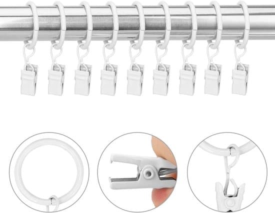 7-pack vita gardinklämmor med innerdiameter 38 mm för 1,5\" stänger