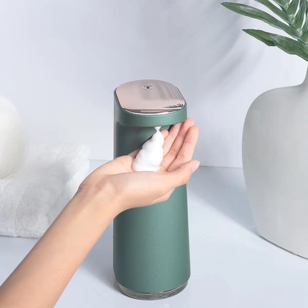Automatisk sæbedispenser, opvaskemiddeldispenser, 450 ml, USB genopladelig, vandtæt, mørkegrøn