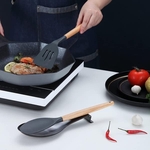 2-delt sort skeholder rustfrit stål komfur køkken 9,5 tommer