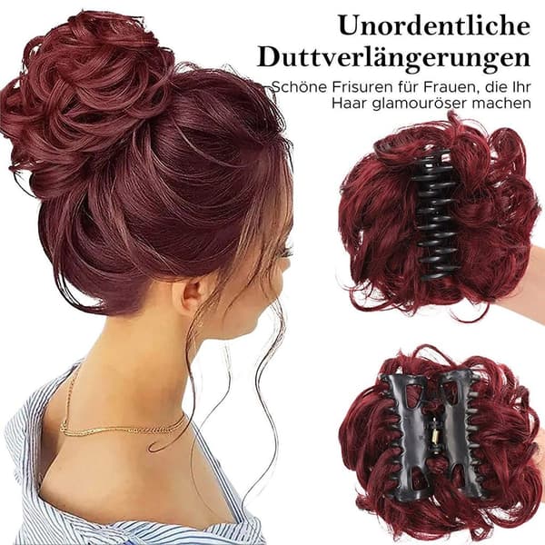 Messy bun håraccessoar med klämmor för kvinnor och flickor, kamelfärg