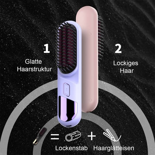 Sort hårbørste, temperaturindstilling 4, skånsom mod håret.
