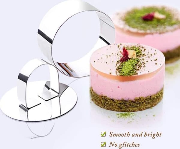 Dessertring sæt, 12-delt kagering sæt, 8cm dessertringe, mini kageringe, bageforme i rustfrit stål, mousse dessertringe