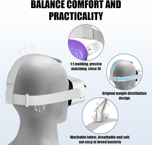 Pannband för Oculus Quest 2 Headset, Justerbart Ersättningstillbehör, VR Headset för Meta Quest 2