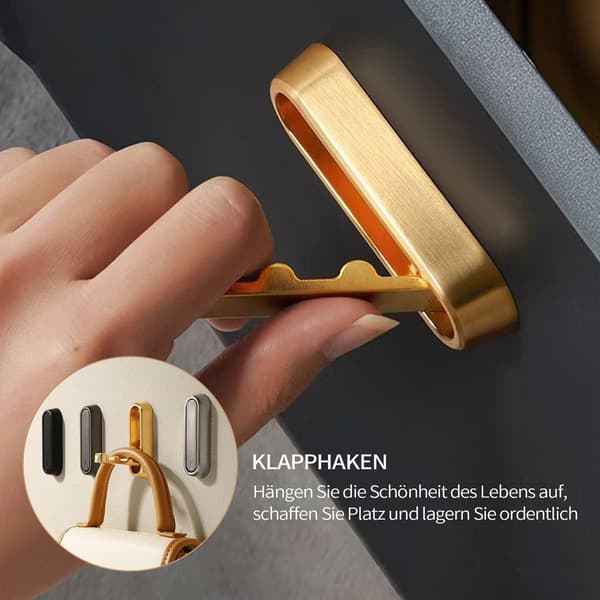 Fyrdelad vikbar klädkroksats, lämplig för förvaring av handväskor, guld.