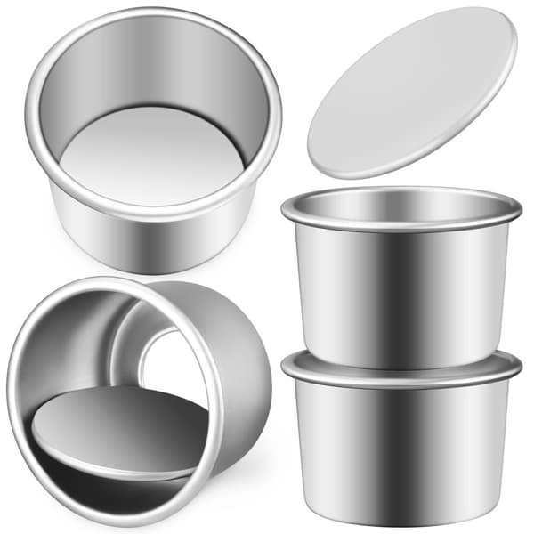 4-delt mini kageform i aluminium, ostekage bagepande rund