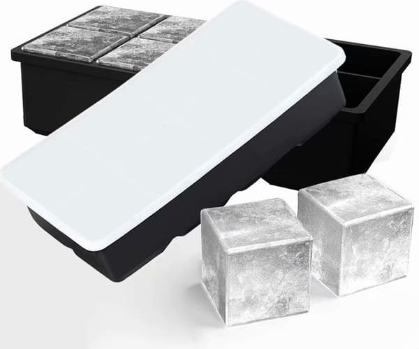 Isform i silikon med lock, isbitsbehållare, 2-pack ismaskin