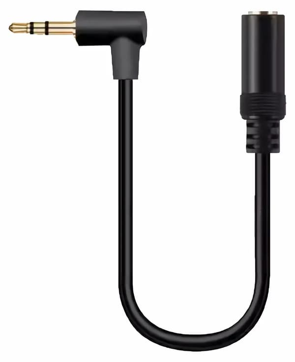 Lydadapter. 2,5 mm stik til 3,5 mm vinklet stereoadapter