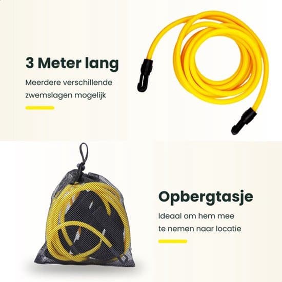 3-meter justerbar elastisk svømmetræner med modstandssnor (gul)