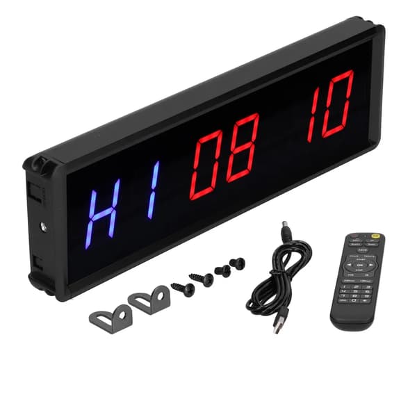 LED intervaltimer, nedtællings-/optællingstimer og træningsstopur egnet til fitnesscentre.