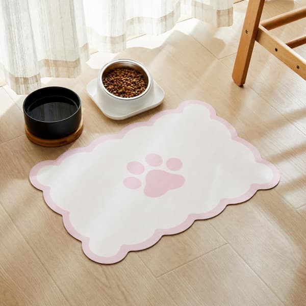 Vågig hundmatta, rosa-vit, 40×60cm