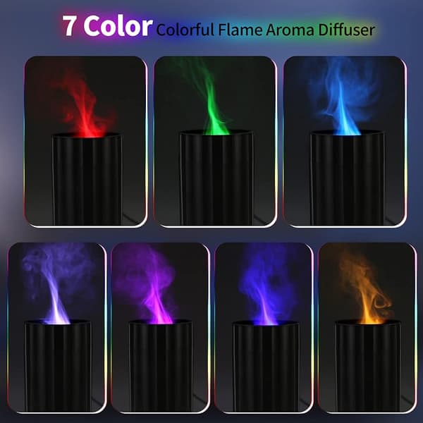 Flamme Aromaterapi Luftfugter, 100 ml kapacitet, 7 lysfarver tilgængelige, design