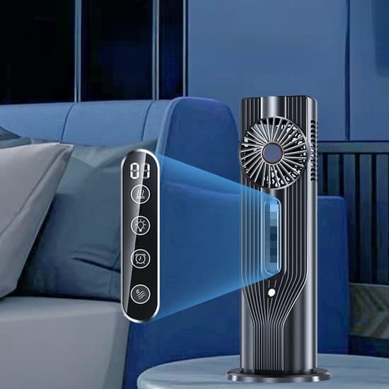 Bærbar aircondition - 6 hastigheder - Personlig køleventilator - 6-timers timer - Sort