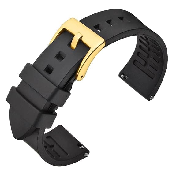 20 mm silikonerem med guldfarvet spænde, quick-release urrem (sort)