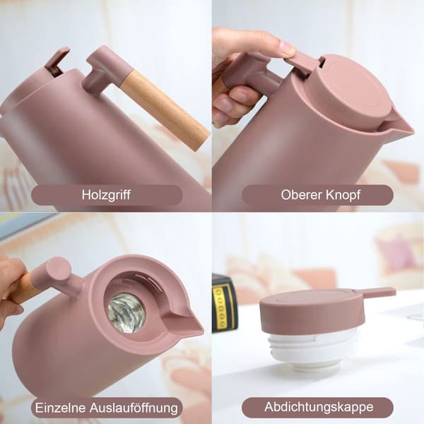 1-liters isolerad termos, dubbelväggig vakuumkaffe-/temugg