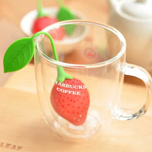 Infuser Diffuser Te Krydda Ört Silikon Jordgubbsblad Sil