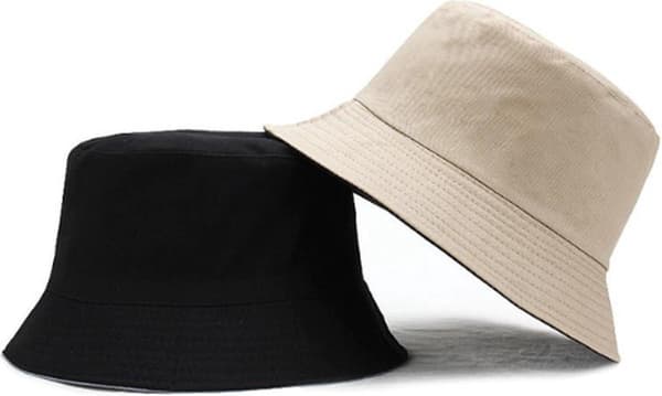 Bøllehat - Vendbar - Solhat - Regnhat - Dame - Herre - Unisex - Sort/Beige