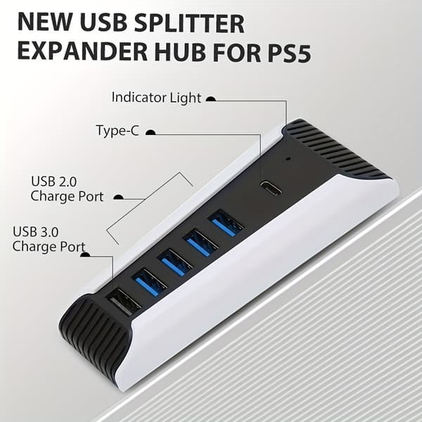 Lämplig för PS5 HUB cbl. förlängare HUB dockningsstation USB PS5 HUB stöder PS5 VR