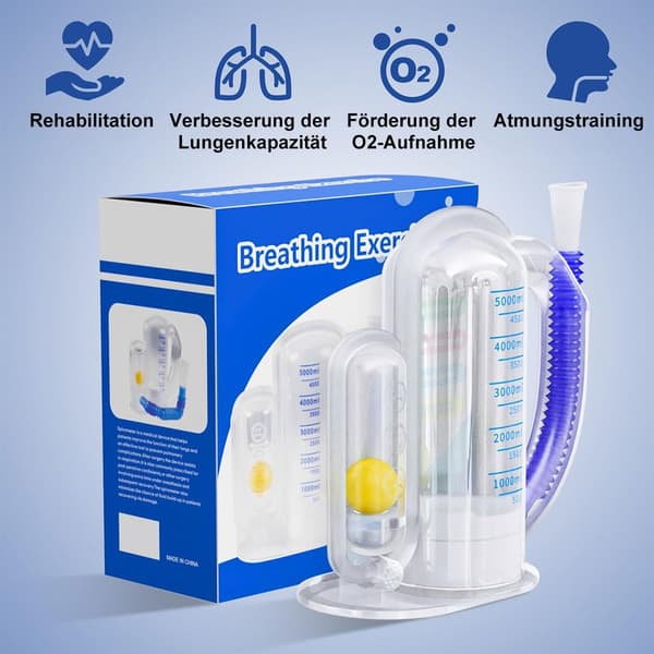 5000 ml lungefunktionstræner med perleflowindikator, til talepædagogik.