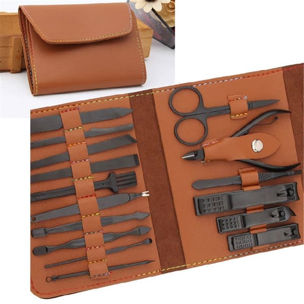 16 dele manicure sæt pedicure kit negleklippere rustfrit stål
