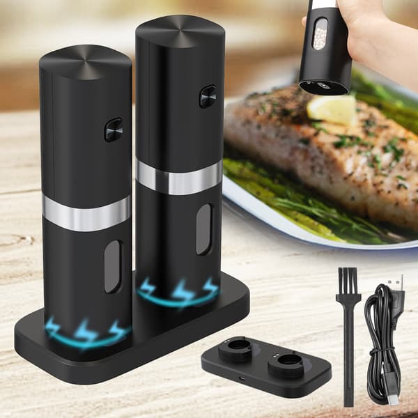 Uppladdningsbart salt- och pepparkvarnset, elektrisk kvarn, 2 st