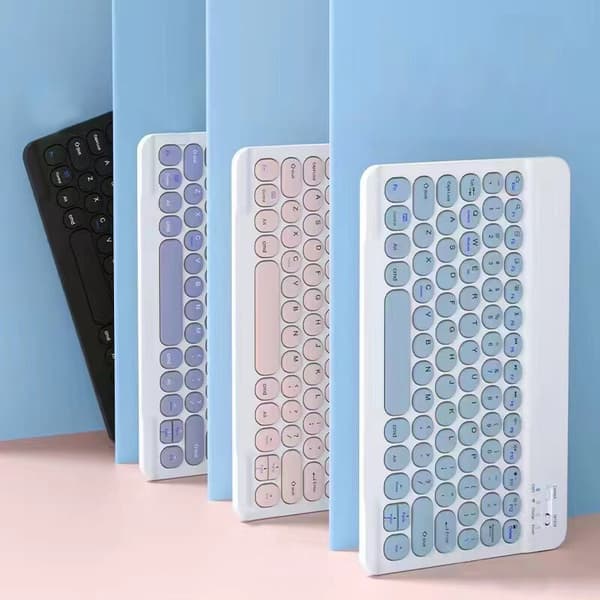 Trådlöst Bluetooth-tangentbord Mus Bärbara Retro Runda Knappar PC iPad Mac