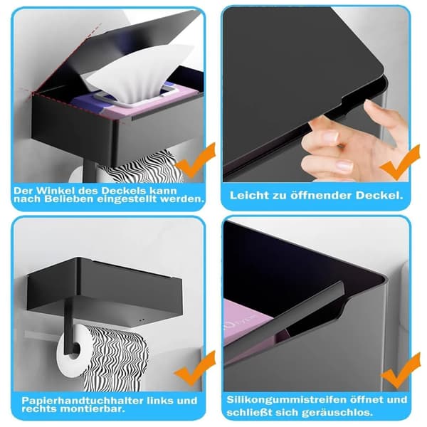 WC-paperiteline pyyhekotelolla, ei porausta, ruostumaton teräs