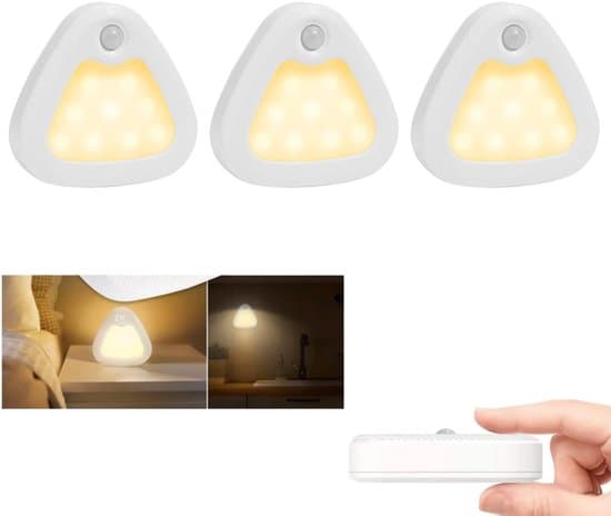 3-pack trådlösa magnetiska triangulära LED-skåpslampor med rörelsesensor (varmvit 3200K)