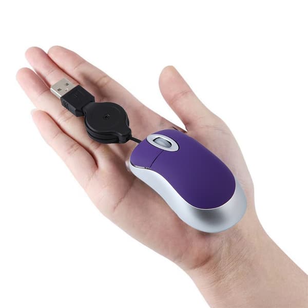 Mini udtrækkelig USB optisk scrollhjul kablet mus PC bærbar lilla
