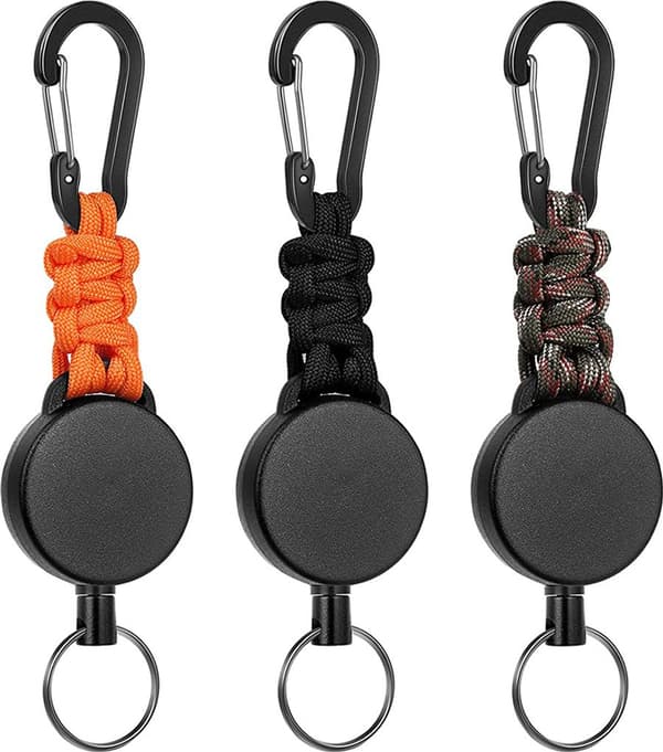 3-pack infällbara nyckelringar, infällbara nyckelringar med karbinhake