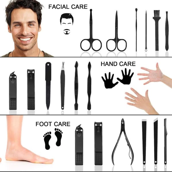 16 dele manicure sæt pedicure kit negleklippere rustfrit stål