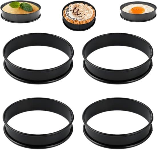 Sort 4-pak 10,2 cm non-stick æggemuffinsring i rustfrit stål