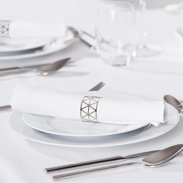 Servettringar - 12-pack - Geometriskt mönster - 3x4,5 cm - Silver