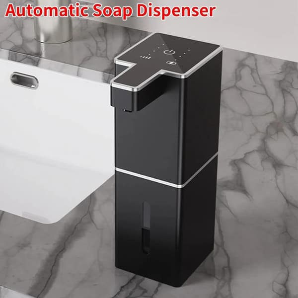 Automatisk sæbedispenser, sort skumsæbedispenser, genopfyldelig sensor sæbedispenser, håndsæbedispenser, køkken, badeværelse, hygiejne.