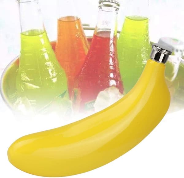 2-pack vinflaskor i rostfritt stål, frukt- och bananformade whiskyflaskor