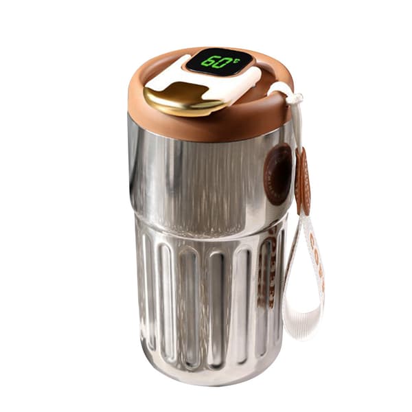 Kaffe Termos Smart Sport Vattenflaska LED Temperaturdisplay Kopp Mugg Silver