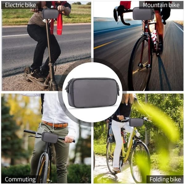 Cykelstyrväska - Grå - Polyester - Med regnskydd - Multifunktionell - 3-i-1
