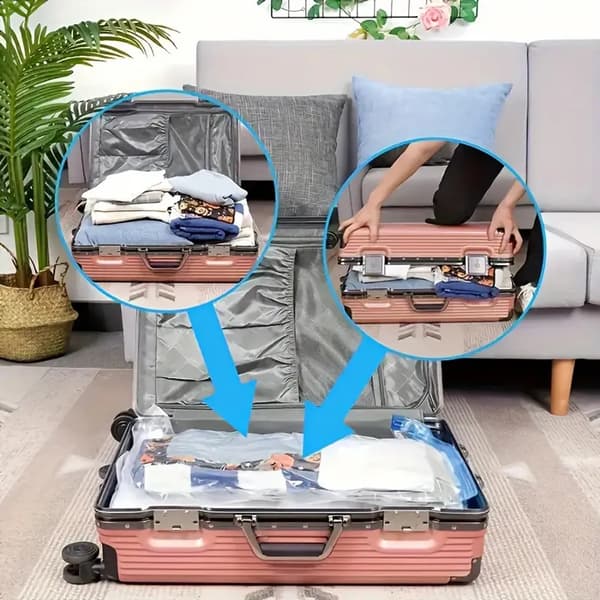 7-pack vakuumförvaringspåsar, transparenta klädpåsar -50*70cm