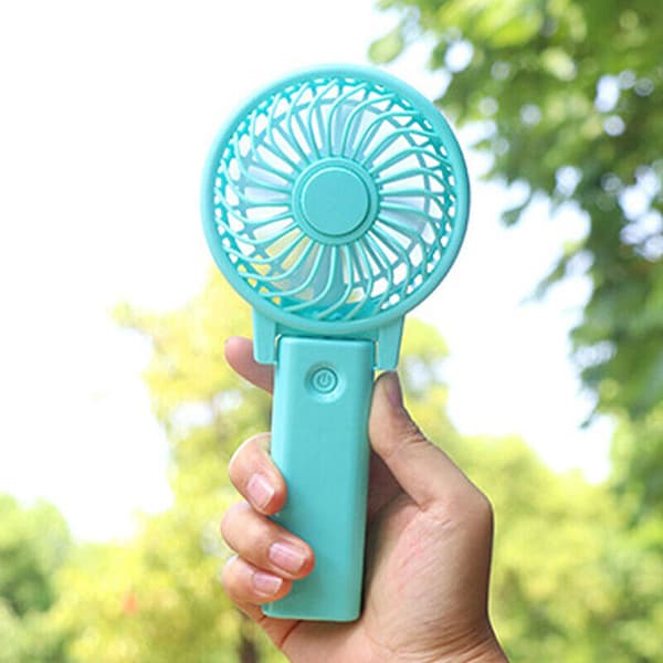 Mini Håndholdt Ventilator Bærbar Sammenfoldelig Bordkøler USB Genopladelig - Blå
