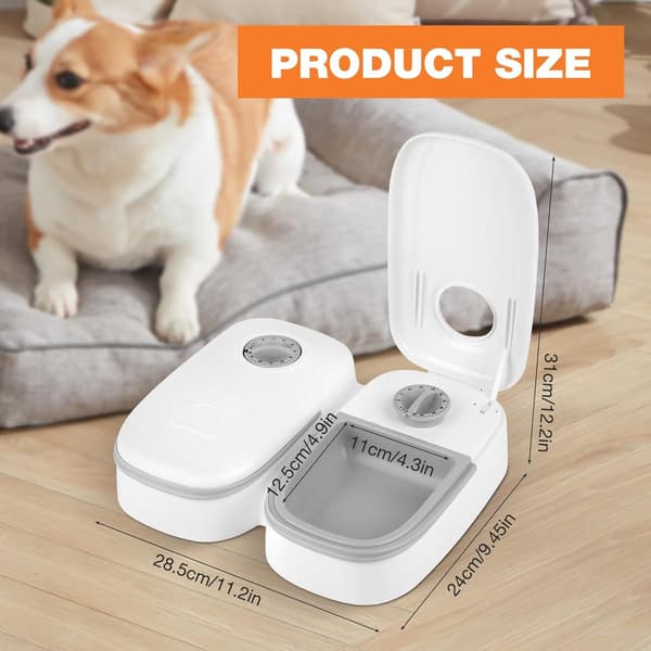 Automatisk foderautomat, 2 portioner (700 ml hver), 48-timers timer, velegnet til katte og små hunde.