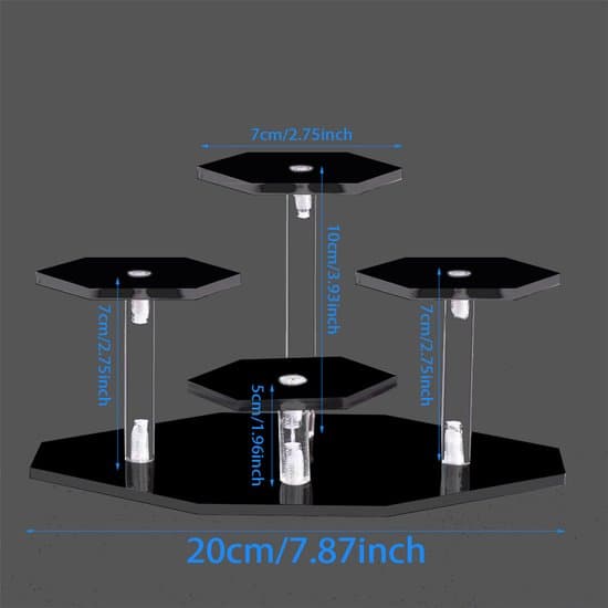 Sort 4-lags akryl display stander til parfumer, anime figurer og cupcakes