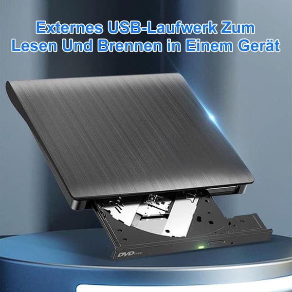 Eksternt DVD/CD-drev, USB 3.0 og USB-C, +/- RW ROM, til MacBook, Windows 11/10/8/7/XP, Linux